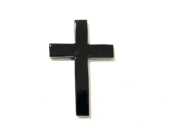 Black Onyx Cross Pendant: Carved Gemstone for Jewelry Making
