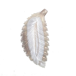 NATURAL LAGUNA AGATE Carved Gemstone, Leaf Pendant, Leaf Necklace, Jewelry Making, Hand Carved Gemstone, Unique Gems, Size - 88*43*4mm