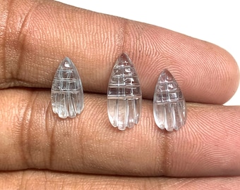 Sky Blue Topaz Carving Pair: Handmade Loose Gemstones, Jewelry Making