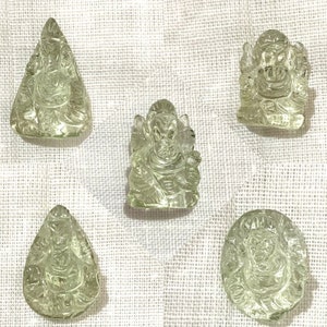 LORD GANESHA CARVED on Green Amethyst | Spiritual Collection | June Birthstone | Handcrafted Gemstone for Jewelry Making | Loose Gemstone