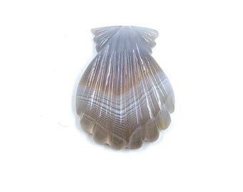 AAA Laguna Agate Carved Sea Shell: Jewelry Making Stone (26x21x6mm)