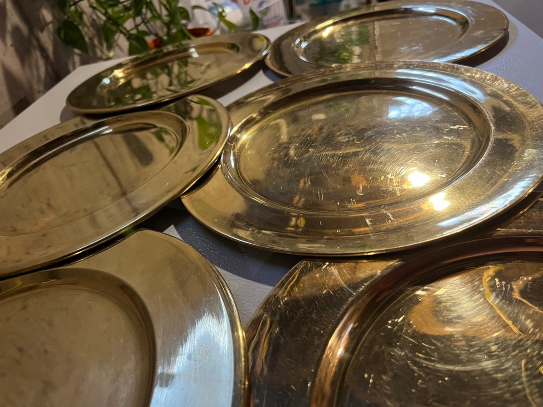 Antique Solid Brass Dinner Plates/ Dinnerware/ Chargers made Etsy Canada