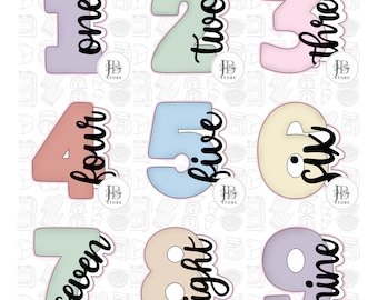 9 x Number with Writing STL Bundle (3.5INCH)