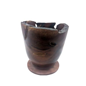 Handcrafted Decorative Wooden Planter Vase With Natural Edge Walnut?  6&quot; Tall