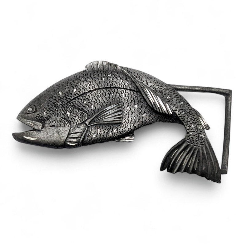 Vintage Gun Metal Bass Fish Belt Buckle, Collectible Fishing Buckle - Etsy