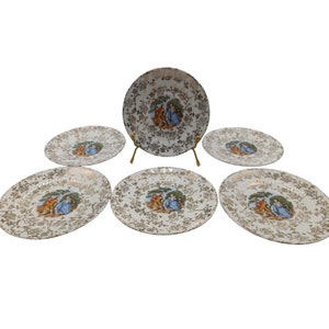 Lot of 6 Vintage Royal China Warranted 22 KT Gold Collectible Desser Plates