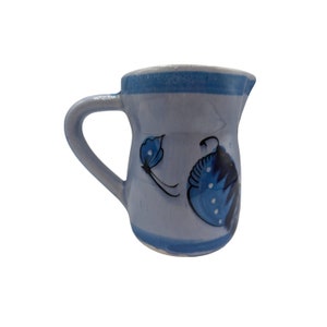 Tonala Mexican Signed Hand-Painted Ceramic Creamer Pitcher Floral and Bird