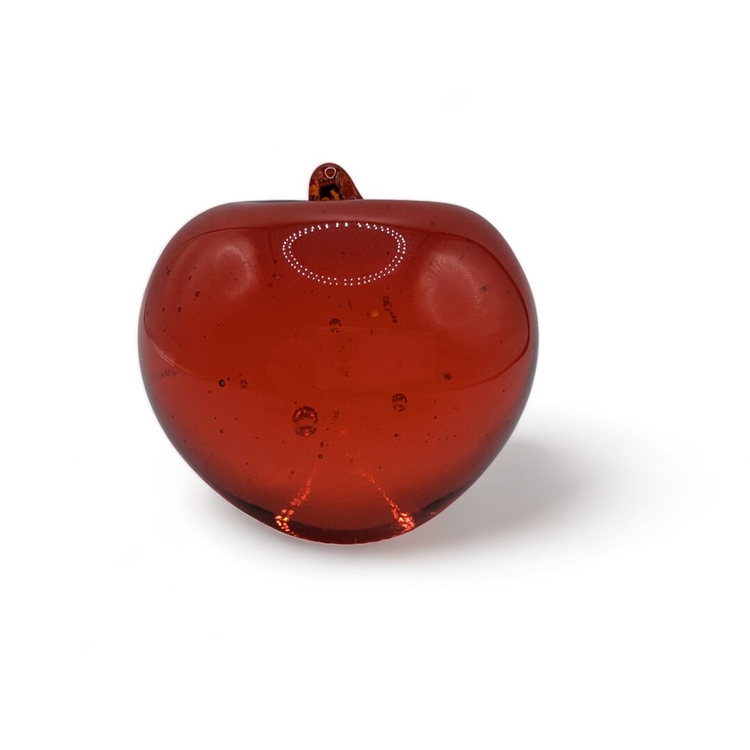 Vintage Hand Blown Art Glass Candy Apple Red Paperweight 3 Etsy