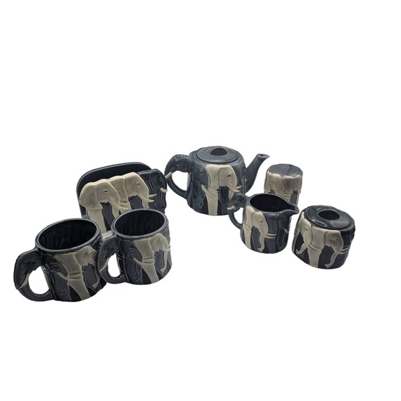Black Elephant Ceramic Tea Pot Set Black Elephant Ceramic Tea Pot Set