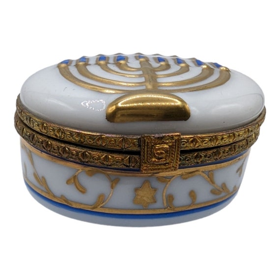 Vintage Limoges France Oval Trinket Box Hanukkah … - image 6