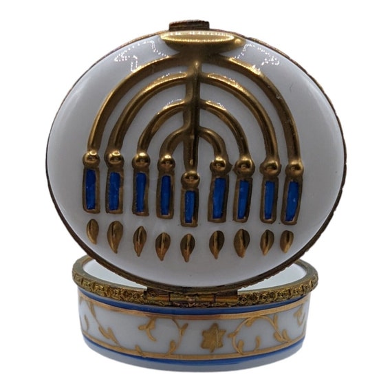 Vintage Limoges France Oval Trinket Box Hanukkah … - image 8