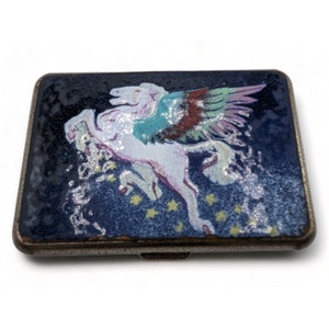 Porta carte di carte vintage Limoges Limited Pegasus smaltato Santa Monica