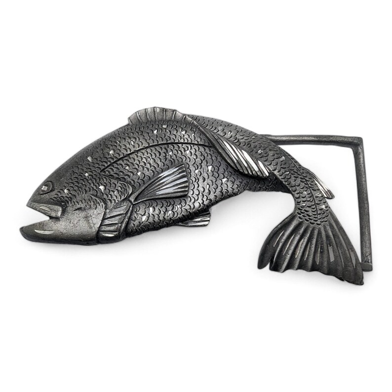 Vintage Gun Metal Bass Fish Belt Buckle, Collectible Fishing Buckle - Etsy