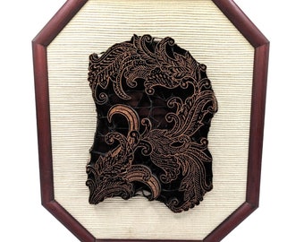 Antique Batik Tjap Cap Copper Textile Hand Stamp/Printing Blocks Framed Art 16"