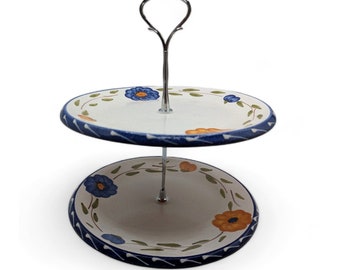 Furio Home La Spezia Earthenware Tiered Serving Plates 2 Tier Platter Italy