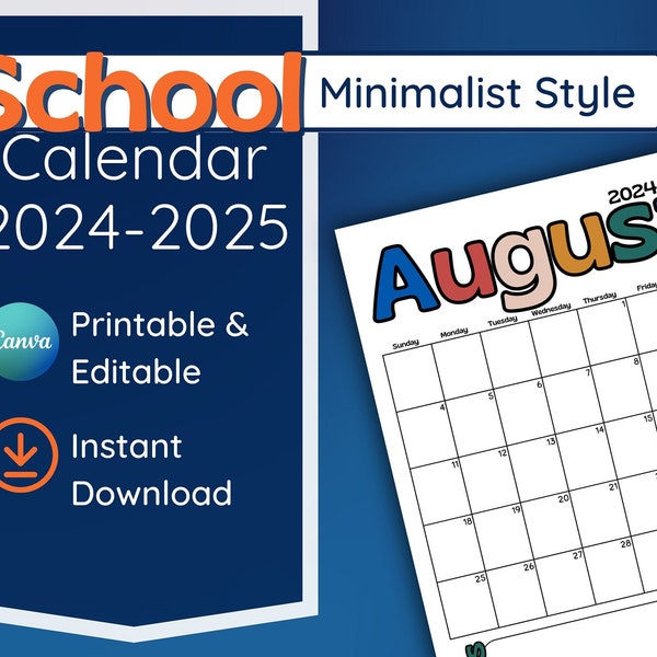 School Calendar 2024-25 (Minimalist Style)