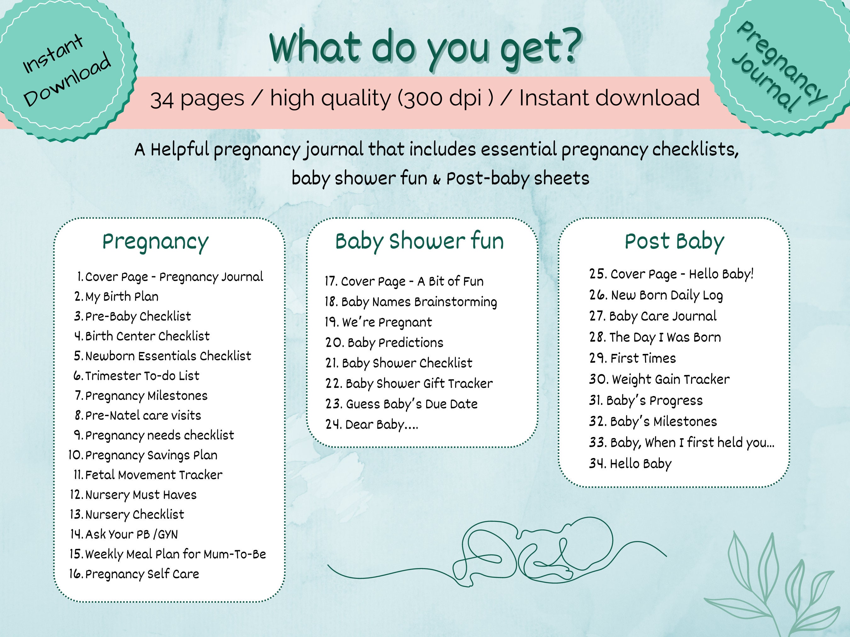 Printable Pregnancy Journal, Printable Pregnancy Planner, Pregnancy Organizer, New Parents ...