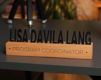 Custom Wooden Name Sign – Personalized Desk Decor for Office or Gift