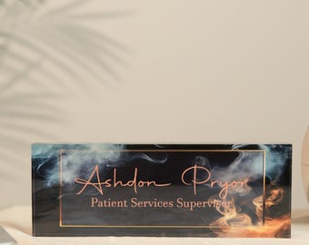 Personalized Acrylic Desk Name Plate: Custom Office Decor, Nurse Practitioner Gift
