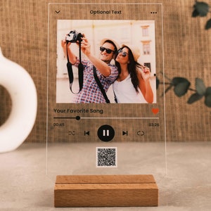 Cadeau d'anniversaire photo personnalisé, Plaque de chanson personnalisée, Chanson de 1er anniversaire, Cadeau de Saint-Valentin, Plaque acrylique avec cadre photo à impression numérique