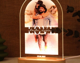 Personalized Acrylic Photo Light, 1st Anniversary Gift, Song Plaque