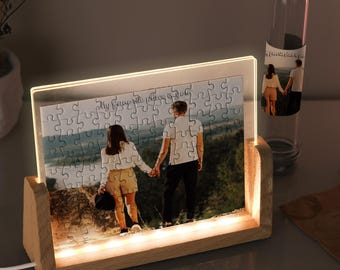 Custom Photo Light Up Puzzle Frame – Personalized LED Desk Decor