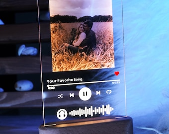 Personalized Photo & Song Plaque: Custom LED Night Light