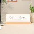 Personalized Acrylic Desk Name Plate with Wood Base - Modern Office Decor
