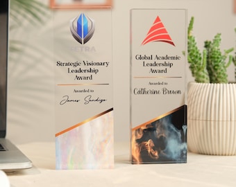 Custom Acrylic Leadership Award with Logo: Employee Recognition Trophy