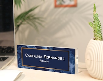 Personalized Acrylic Desk Name Plate – Custom Office Name Sign for Professionals