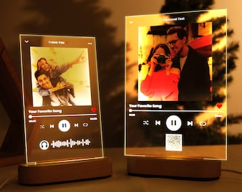 Personalized Photo Music Plaque: Custom Song Acrylic Night Light