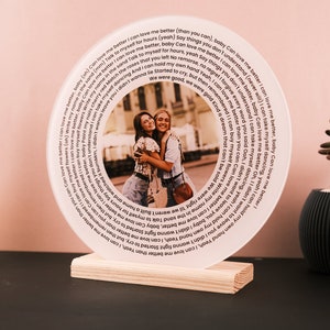 Customized Record Gift Song Lyrics Plaque, Acrylic Lyrics Circle, Personalized Photo Song Plaque Gifts, Anniversary Gift, Christmas Gift image 1