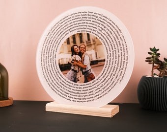 Customized Record Gift Song Lyrics Plaque, Acrylic Lyrics  Circle, Personalized Photo Song Plaque Gifts, Anniversary Gift, Christmas Gift