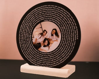 Favourite Song Lyrics Acrylic Photo Personalized Plaque, Valentines Day Gift, Music Photo Frame, Lyrics Circle, Our Song Gift, Bedroom Decor