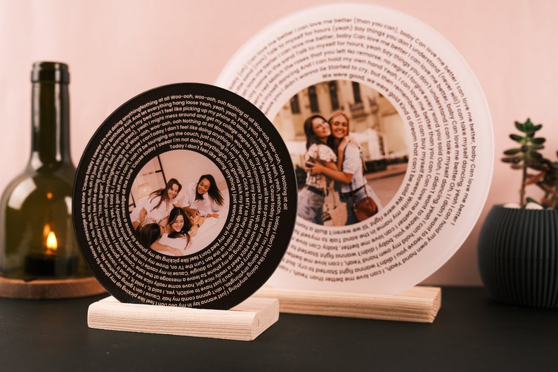 Customized Record Gift Song Lyrics Plaque, Acrylic Lyrics Circle, Personalized Photo Song Plaque Gifts, Anniversary Gift, Christmas Gift image 4