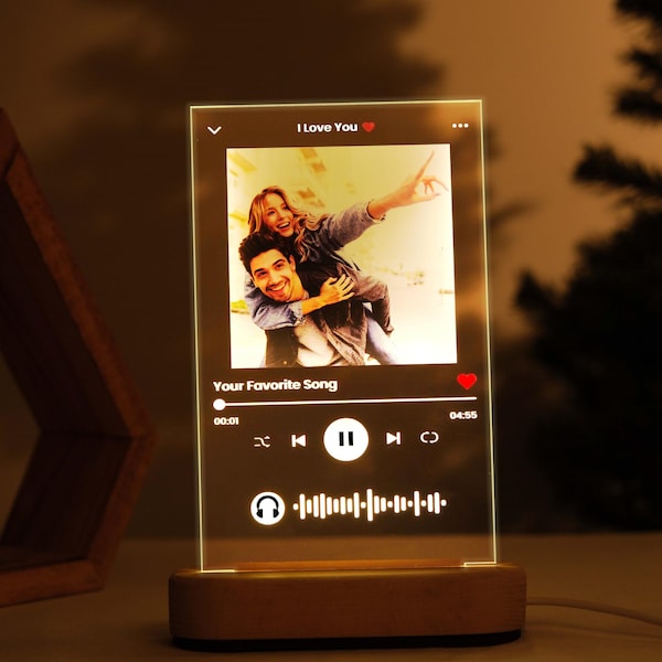 Personalized Photo Song Acrylic Plaque: Memorial Gift with QR Code
