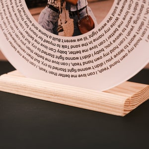 Customized Record Gift Song Lyrics Plaque, Acrylic Lyrics Circle, Personalized Photo Song Plaque Gifts, Anniversary Gift, Christmas Gift image 3