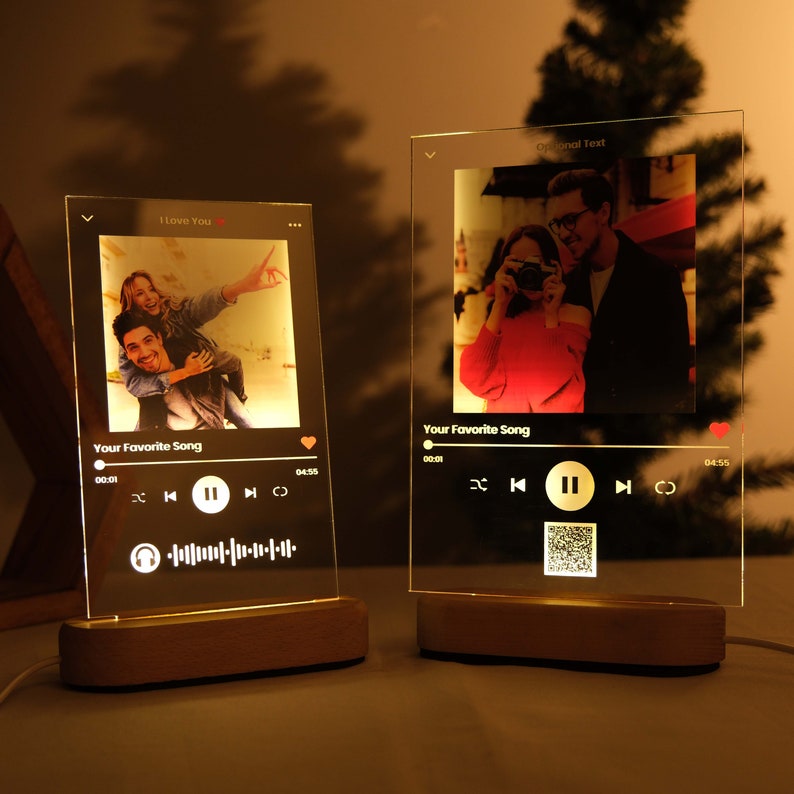 Placa de luz nocturna con foto personalizada, regalo para amantes de la música, regalo de Navidad, marco personalizado, decoración del dormitorio, luz nocturna LED personalizada, regalo para ella imagen 3