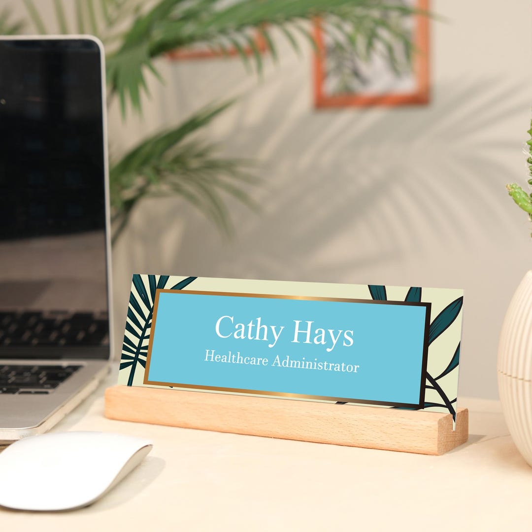 Custom Desk Name Plate With Wood Stand – Personalized Office Sign ...