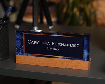 Modern Acrylic Desk Name Plate – Personalized Orange Desk Decor