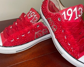 Themed blinged out Chuck Taylors low-top sneakers