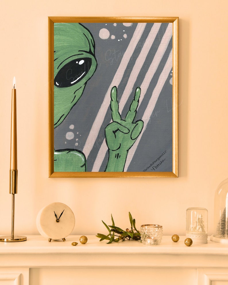 Elliot | Alien Peace Sign Art Print | Instant Download - Etsy Canada