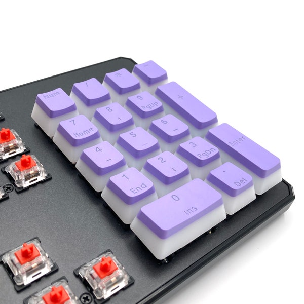 Pudding Numpad Keys Set - Backlit PBT Keycaps Number Pad for Mechanical Keyboards - 16 Colors - OEM Profile