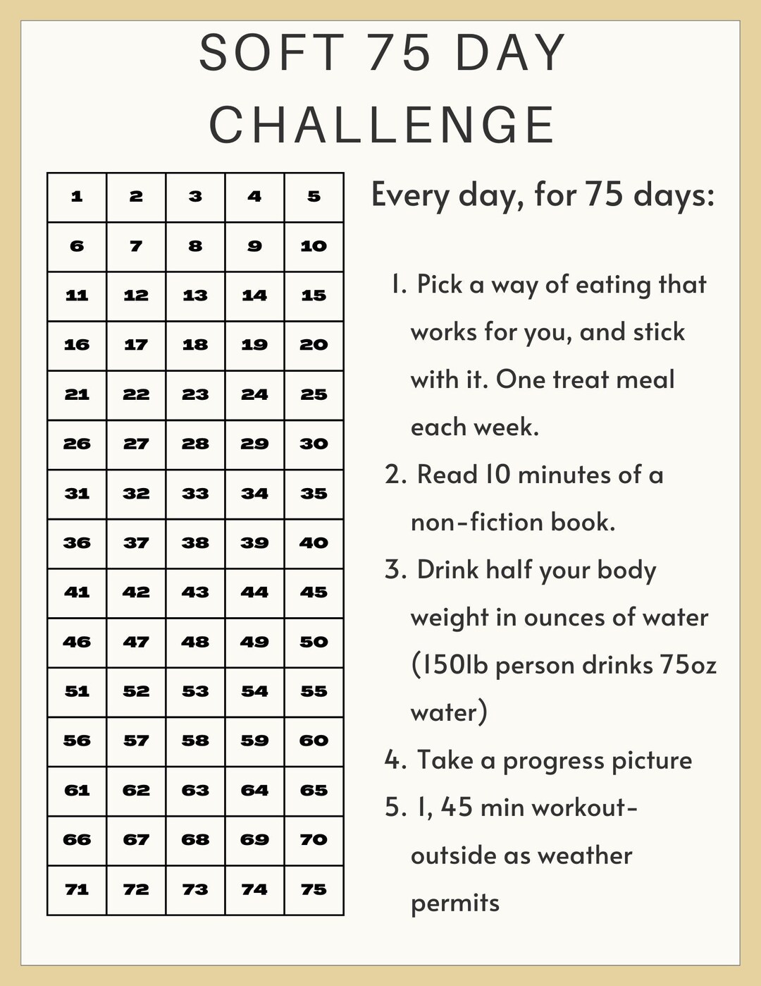 Soft 75 Day Challenge Etsy