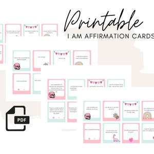 Tarjetas de Afirmación / Tarjetas de Tablero de Visión / Tablero de Visión Imprimible / Afirmación Imprimible / Digital / Instantáneo / Soy / Afirmación Positiva /