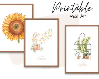 Boerderijdecoratie | Paashaas | Decoraties voor Pasen | Afdrukbare Pasen | Digitale afdrukken | Kunst aan de muur | Set van 3 | Groene huis kunst