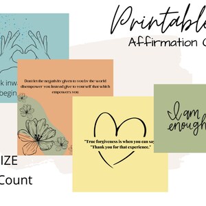 Positive Affirmation Card Deck | Vision Board Printable | Cards for Law of Attraction | Manifesting Kit | Self Care Printable | Digital