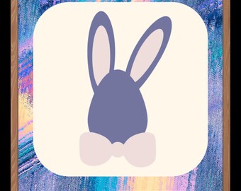 Paaseikonijn | Vrolijk Pasen | Konijntje stropdas | Vlinderdas konijntje | Paarse Pasen | Paasei | Silhouet | Pasen afdrukbare | Pasen kunst aan de muur