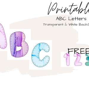 Letras ABC, ABC transparente, Padrão de alfabeto, Conjunto de letras fofas, Clipart de alfabeto floral, Letras de casamento, Download instantâneo, Presente grátis