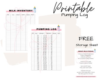 Afdrukbare pasgeboren babyverzorgingsbundel borstvoeding, afdrukbare roze babyverzorgingsbundel voedingslogboek, afkolfgrafiek, babytracking, eetgrafiek.